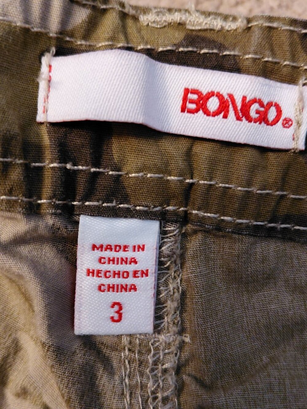 Camo Bongo Ruched Shorts Size 3 - Picture 2 of 2